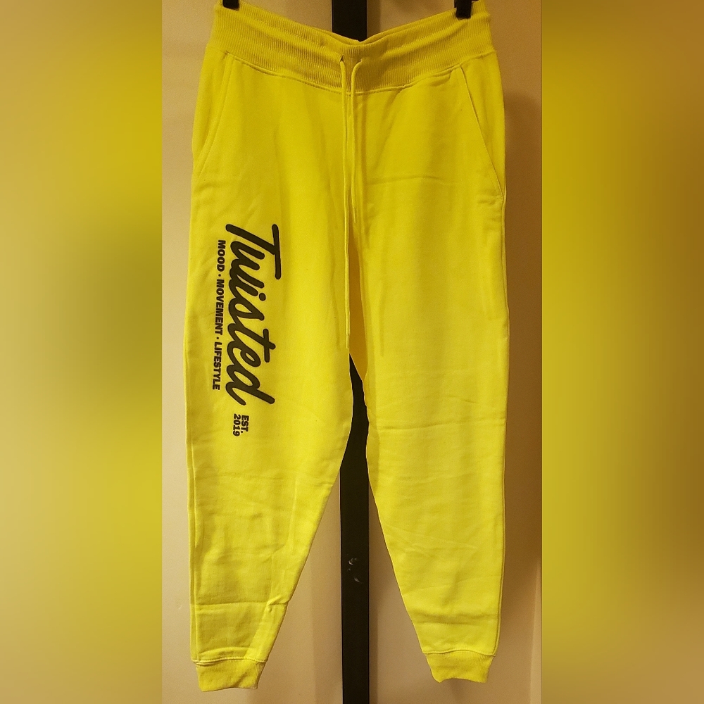 Twisted Neon Yellow Mood Movement Lifestyle Adult Unisex Joggers Sweatpants